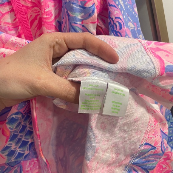 NWOT Lilly Pulitzer Kiawah Cropped Hoodie Pink Isle Snappy Turtle large cotton - Picture 6 of 7